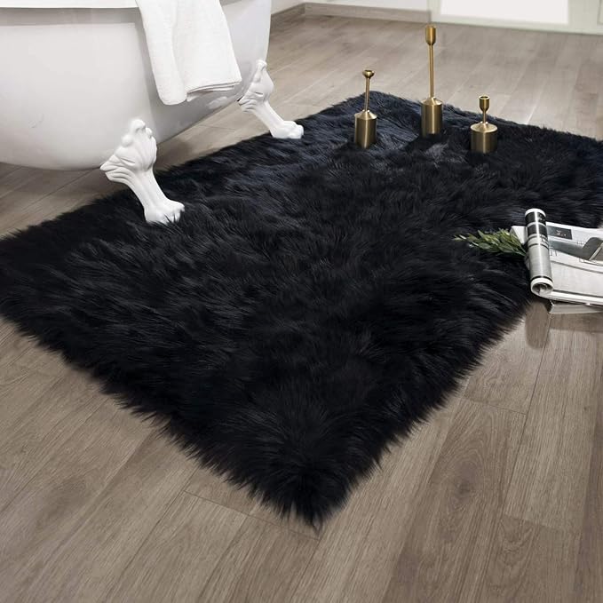 Ashler faux fur rug, Fluffy Shaggy Area Rug Ultra Soft 3 x 5 Feet Rectangle Fur - Image 4