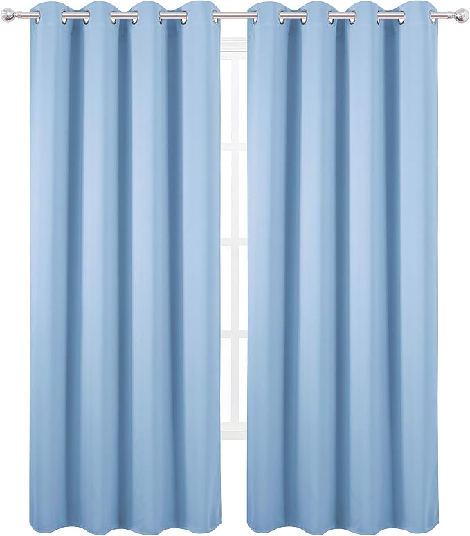 LEMOMO Blackout Curtains 66 x 84 inch/Sky Blue Curtains Set of 2 Panels/Thermal - Image 2