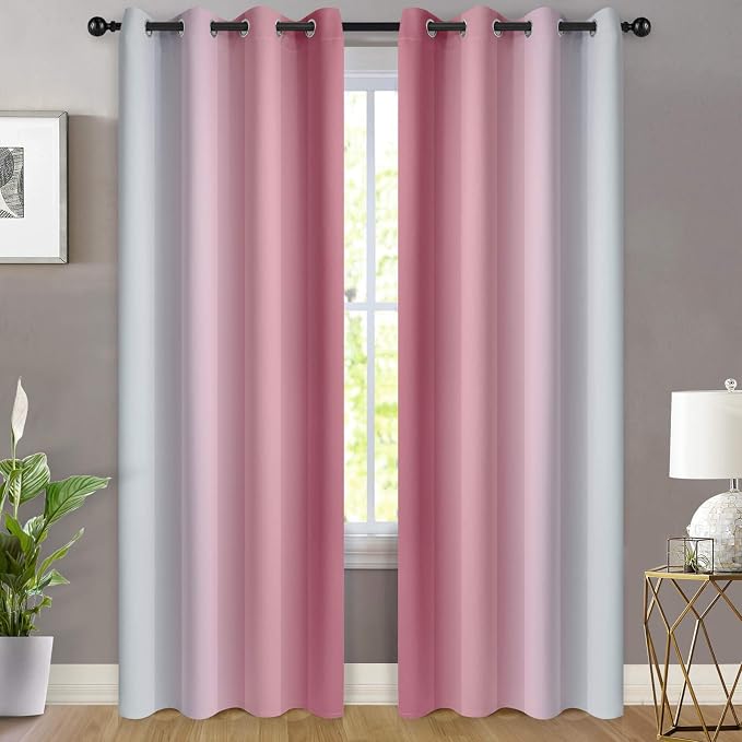 Yakamok Room Darkening Gradient Color Ombre Curtains 84 Inch Length, Thermal - Image 2