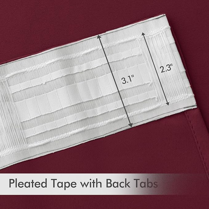 MIULEE Christmas Wine Red Back Tab Blackout Curtains 108 Inch Long 2 Panels Set - Image 4