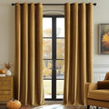 MIULEE 90 Inches Velvet Curtains Gold Elegant Grommet Curtains Fall Thermal by MIULEE