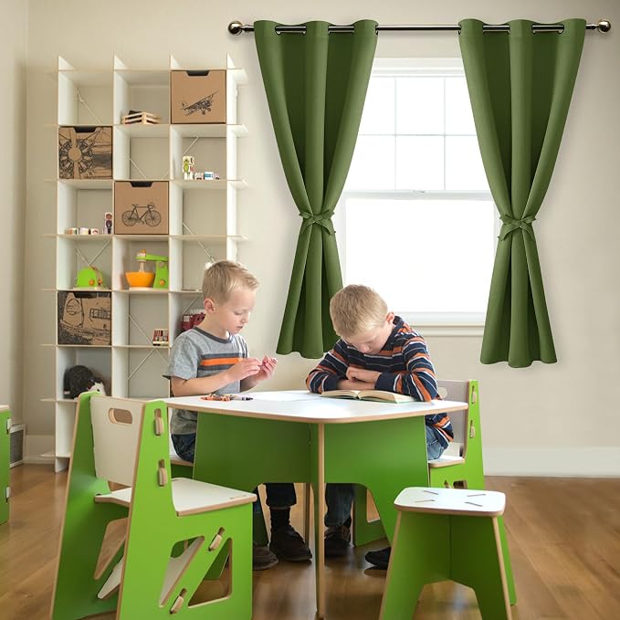 Room Darkening Curtains for Bedroom Olive Green 38x72 Inch 2 Panels | Noise - Image 6
