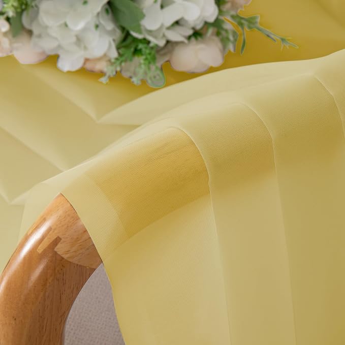 Chyhomenyc Mustard Yellow Sheer Curtains 63 Inches Long, Light Filtering Window - Image 2