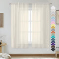 OVZME Cream Sheer Curtains 63 Inches Long 2 Panels by OVZME