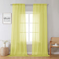Lecloud Lemon Sheer Curtains 96 Inches Long 2 Panels, Solid Voile Dual Rod by Lecloud
