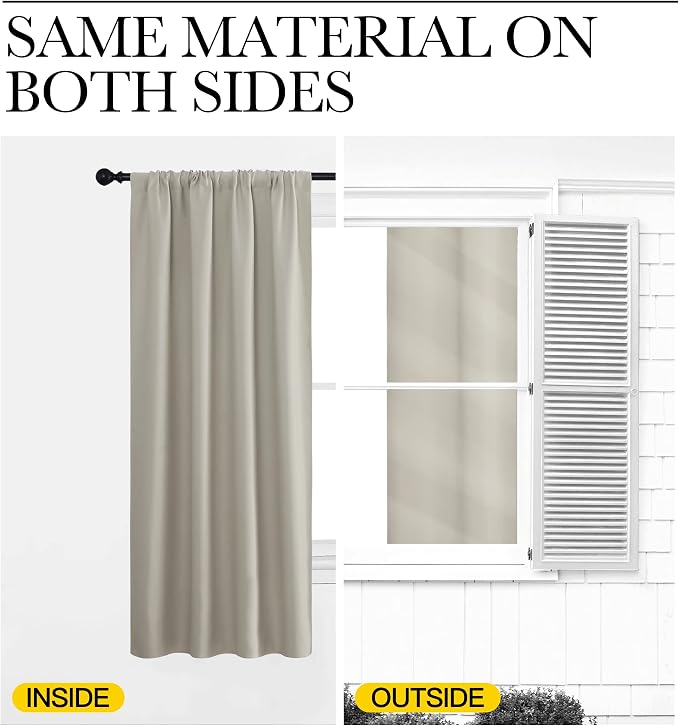 NICETOWN Blackout Curtains for Bedroom, 1 Pair, 70 by 63-inch, Window Treatment - Image 5