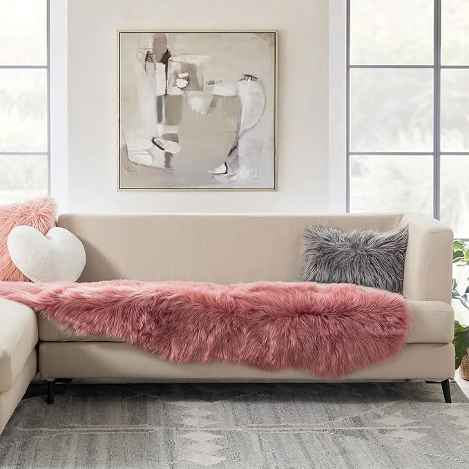 Ashler Faux Fur Rug, Fluffy Shaggy Area Rug Ultra Soft 2 x 6 Feet Sheepskin - Image 4