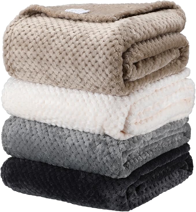 Newwiee 4 Pcs Flanne Fleece Throw Blanket by Newwiee