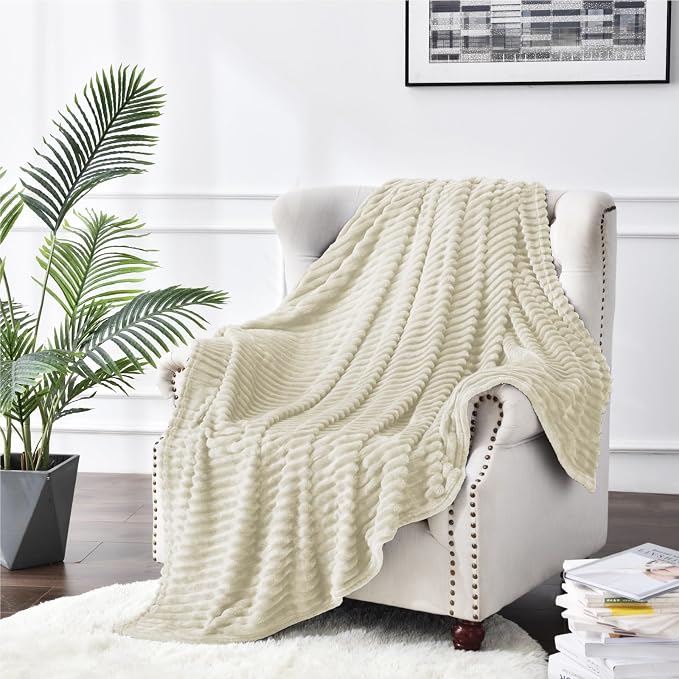 BEDELITE Fleece Blanket Twin Size – 3D Ribbed Jacquard Soft and Warm Decorative - Image 7