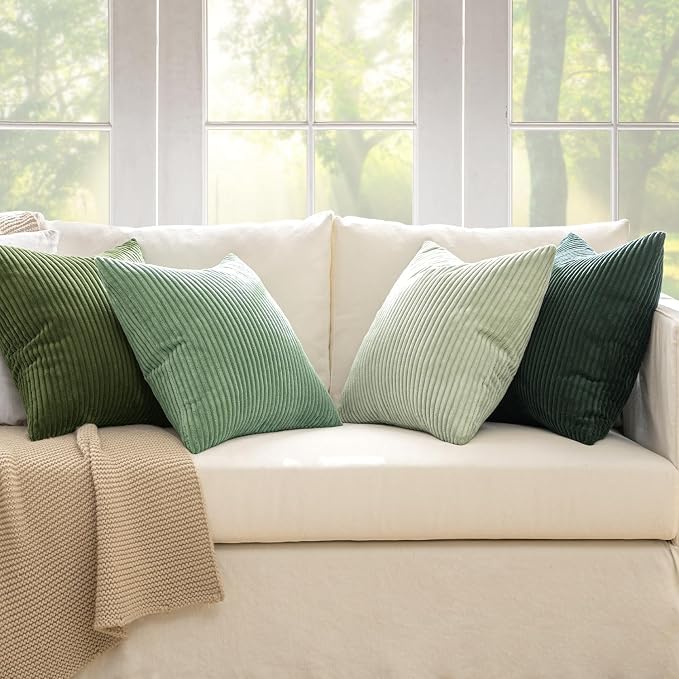 MIULEE Boho Farmhouse Sage Green Throw Pillow Covers 22x22 Inch Set of 4 - Image 3