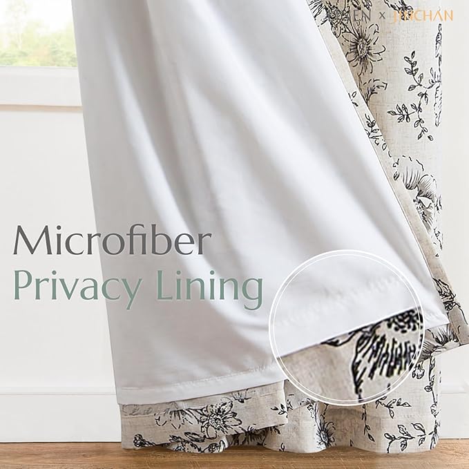 jinchan Floral Linen Lined Curtains - Image 5