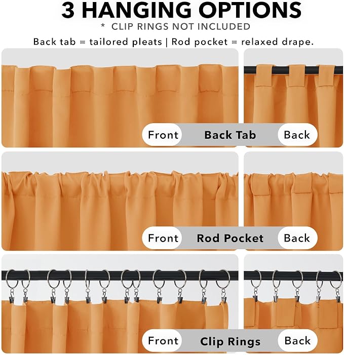 Deconovo Blackout Curtains for Kitchen Window Back Tab and Rod Pocket Curtains - Image 2