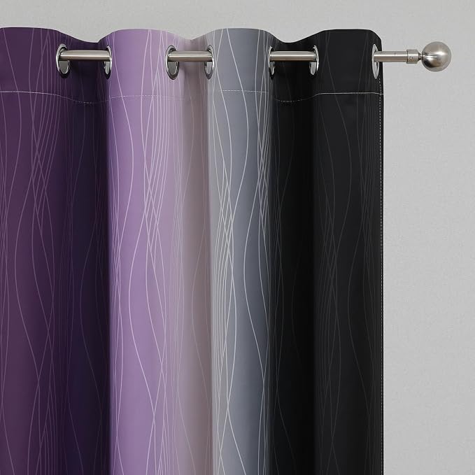 Estelar Textiler Purple and Black Blackout Curtains - Image 4