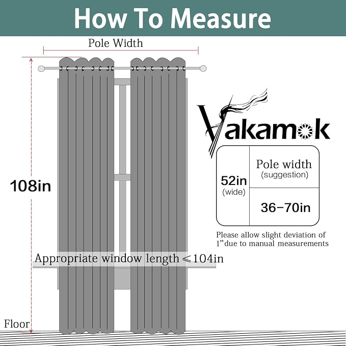 Yakamok Gray 100% Blackout Curtains Energy Saving Thermal Insulated 2 Thick - Image 7