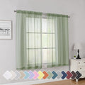 Simplebrand Sage Short Sheer Curtains 45 Inch Length by Simplebrand