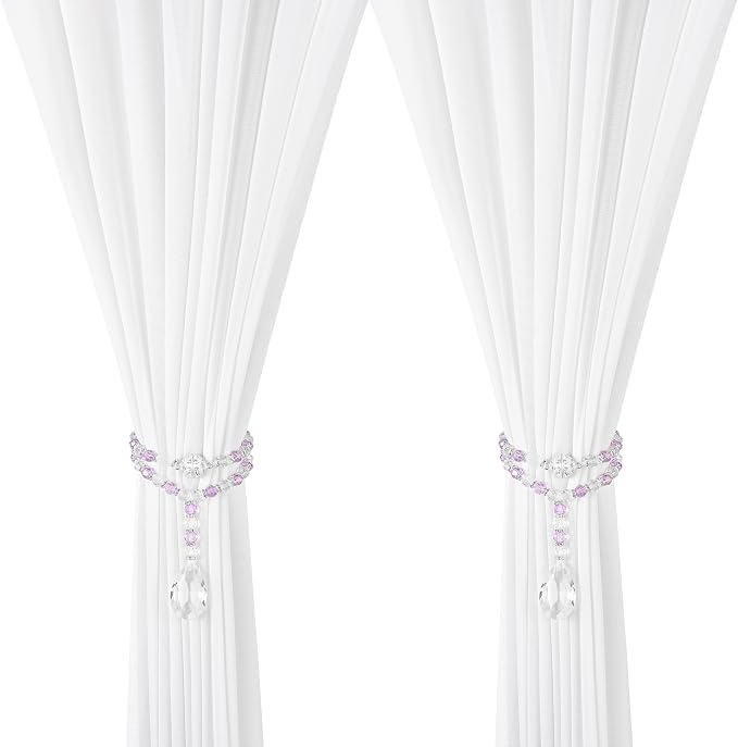 SUQ I OME 2 Pack of Luxury Crystal Beaded Magnetic Curtain Tieback and Holdback by SUQIOME
