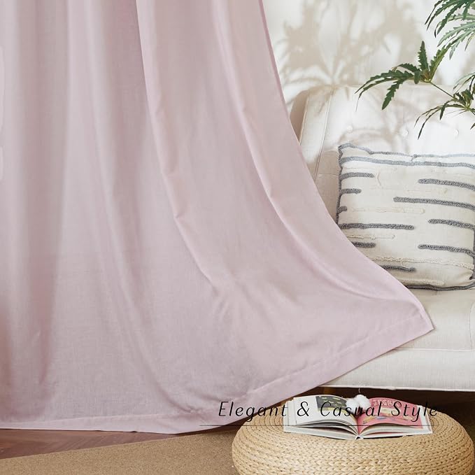 NICETOWN Blush Pink Short Linen Curtains - Image 6