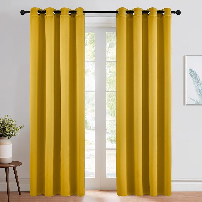 NICETOWN Gold Curtains 84 inches Long Blackout by NICETOWN