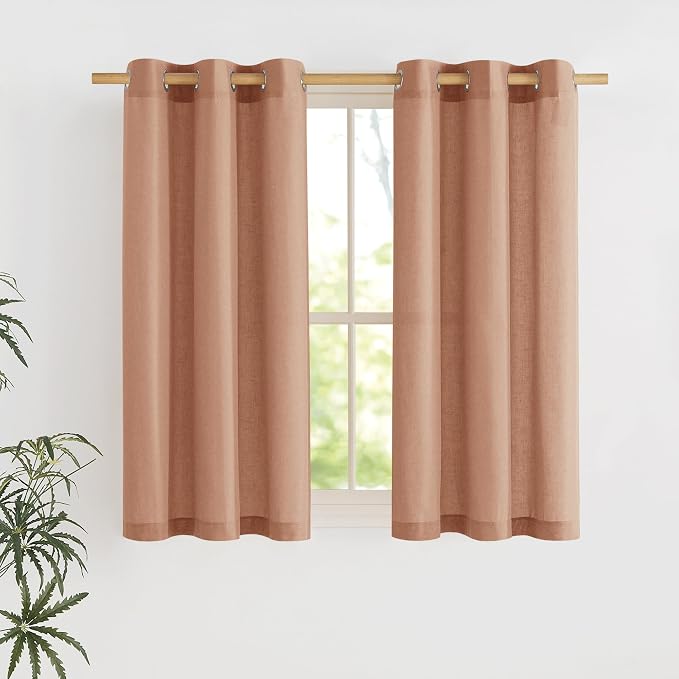 NICETOWN Terracotta Short Linen Curtains by NICETOWN