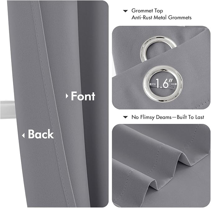 MIULEE Blackout Curtains for Bedroom 2 Panels 40 x 63 Inch Long Light Gray | - Image 4