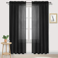 DWCN Black Sheer Curtains Semi Transparent Voile Rod Pocket Curtains by DWCN