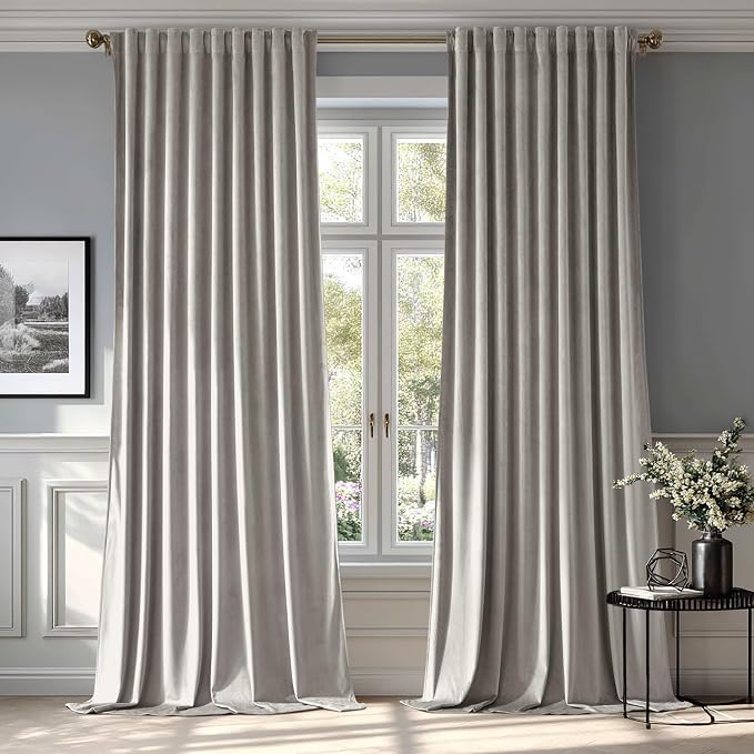 MIULEE Silver Gray Velvet Curtains 96 inches by MIULEE