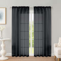 OWENIE Black Sheer Curtains 72 Inches Long 2 Panels Set, Transparent Voile by OWENIE
