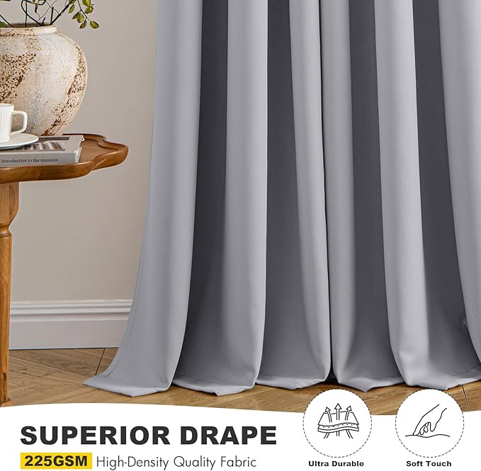 MIULEE Blackout Curtains for Bedroom 2 Panels 40 x 72 Inch Long Light Grey | - Image 5