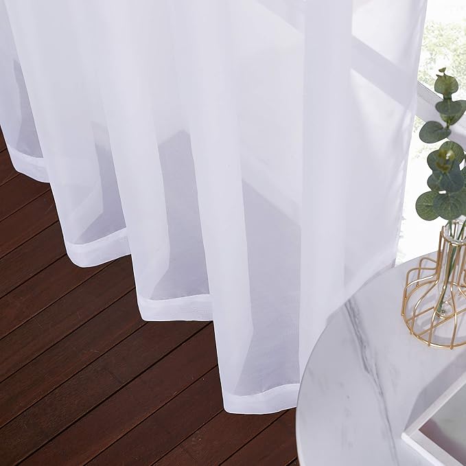 NICETOWN White Sheer Curtains for Bedroom Windows 84" Length - Image 6