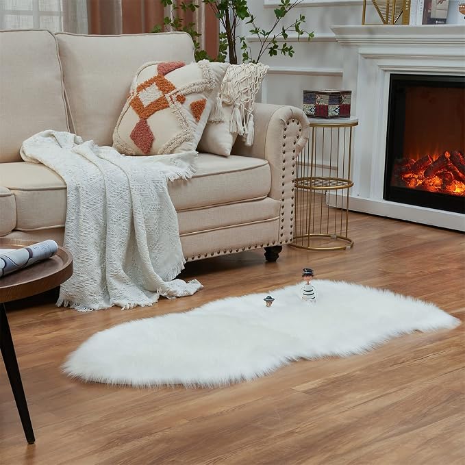 EasyJoy Ultra Soft Fluffy Shaggy Area Rug Faux Fur Rug Chair Cover Seat Pad by EasyJoy