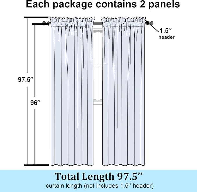 Simplebrand Hunter Green Sheer Curtains 96 Inches Long 2 Panels, Light - Image 7