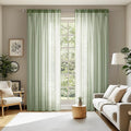 MIULEE 2 Panels Sage Green Sheer Curtains 84 inches Long Window Curtains Rod by MIULEE