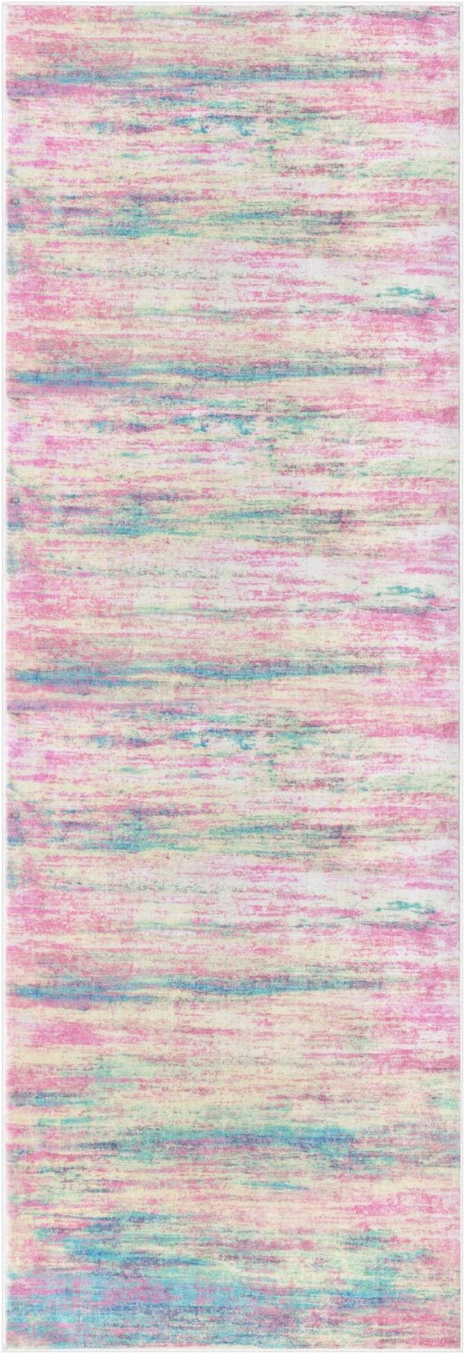 KOZYFLY Modern Abstract Runner Rug 2x6 Multi Pink Runners - Image 8