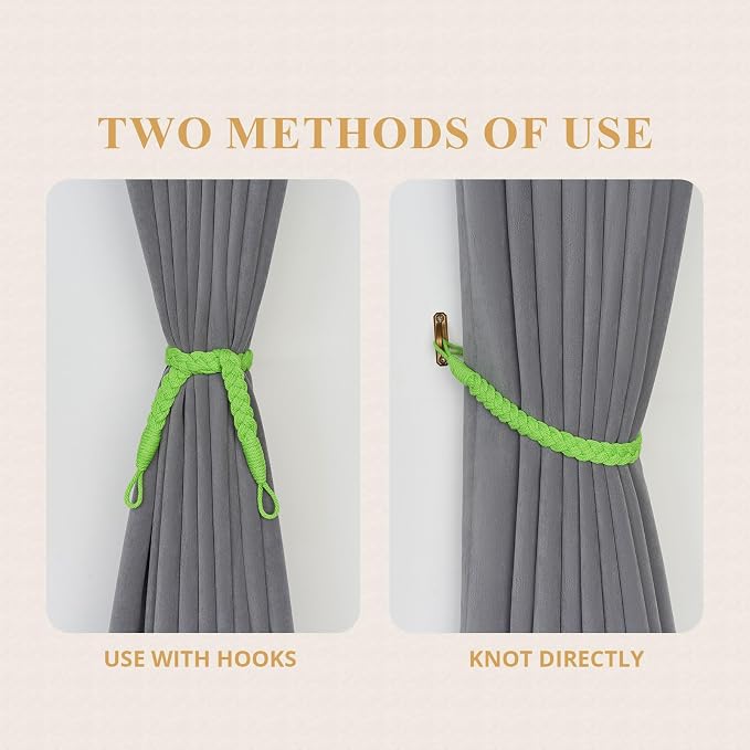 NICEEC 2 Pack Natural Cotton Rope Curtain Tiebacks Elegant Boho Style - Image 5