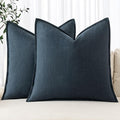 MIULEE Decorative Linen Euro Sham Pillow Covers 26x26 Navy Blue ​Boho by MIULEE