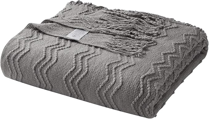 BOURINA Dark Grey Throw Blanket 50 x90 Inches Throw Textured Solid Soft Sofa - Image 6