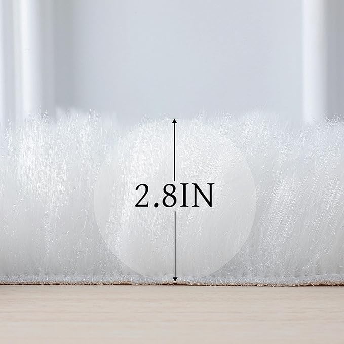 linmopm Faux Fur Rug White Sheepskin Shag Fluffy Fuzzy 6x9 ft Rugs - Image 2