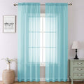Lecloud Aqua Sheer Curtains for Living Room 90 Inches Long 2 Pcs, Voile Solid by Lecloud