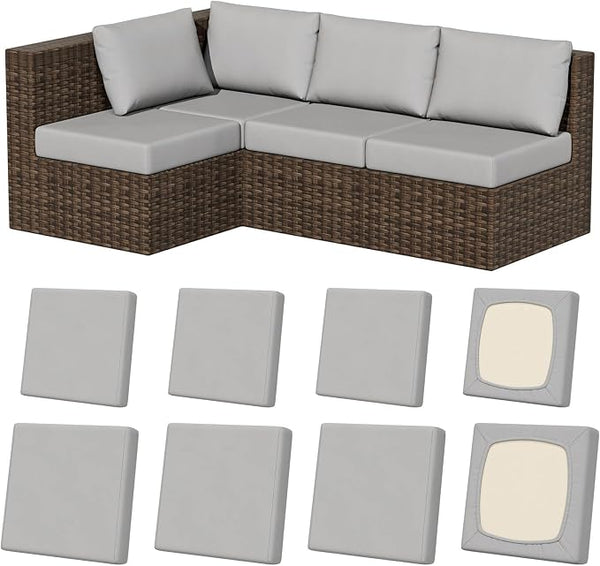 8Pcs Stretch Patio Cushion Covers, Outdoor Couch & Sofa Replacement Slipcovers by VORSHAPE