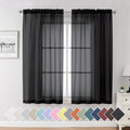 Aiyufeng Black Sheer Curtains 63 Inches Long Light Weight Soft Semi Voile Drapes by Aiyufeng