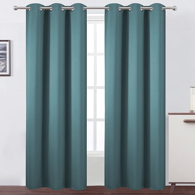 LEMOMO Sea Teal Thermal Blackout Curtains/38 x 84 Inch/Set of 2 Panels Room by Lemomo
