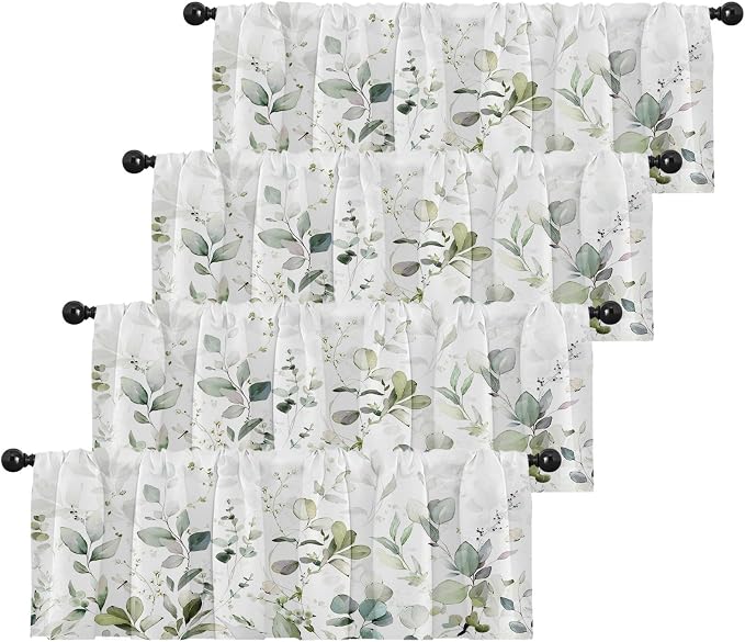 Emvency 4 Pack Valances Window Treatments, 52x18 Inch Rod Pocket Valances by Emvency