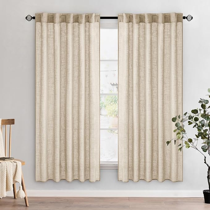 MIULEE Light Taupe Linen Curtains 72 Inch Length 2 Panels by MIULEE
