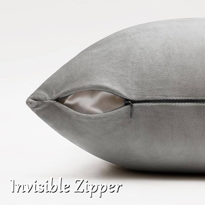 GIGIZAZA Silver Grey Velvet Throw Pillow Covers 24x24 Pack of 2 | Decorative - Image 4