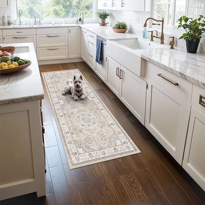 Washable 2x5 Hallway Runner Rug: Vintage Water Resistant Kitchen Entryway Rug by HYHAOYUNLAI