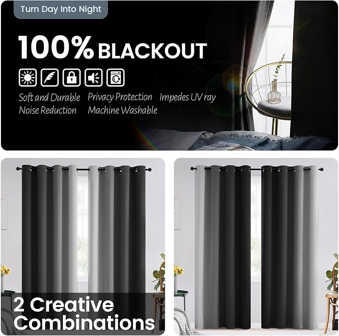 SimpleHome Ombre Room Darkening Curtains - Image 2