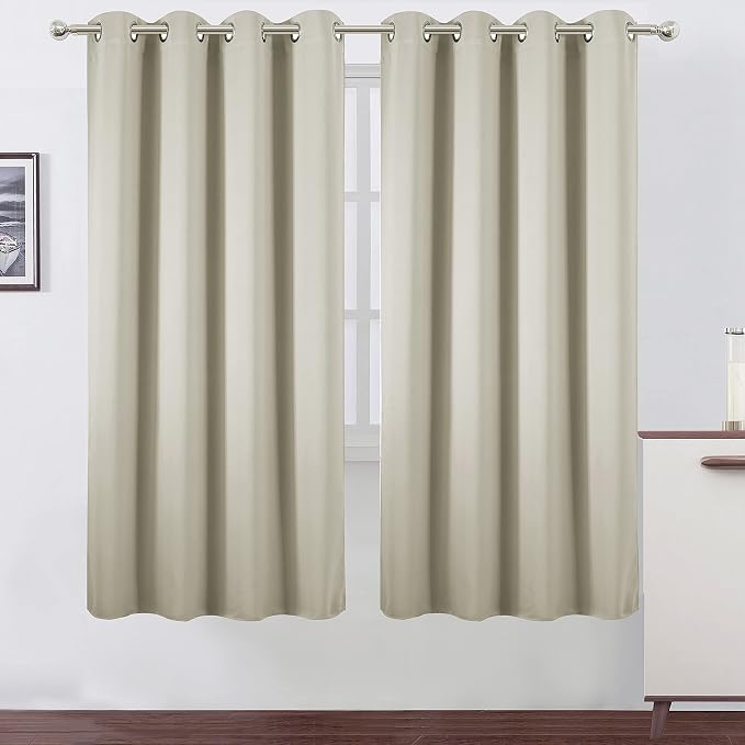 LEMOMO Light Beige Thermal Blackout Curtains/52 x 72 Inch/Set of 2 Panels Room by Lemomo