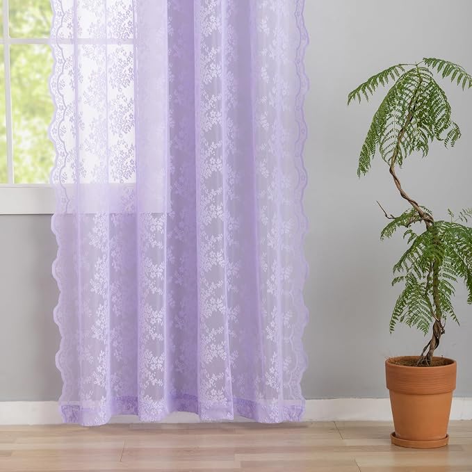 YJ YANJUN Vintage Lace Curtains 84 Inches Long-Victorian Floral Pattern - Image 4