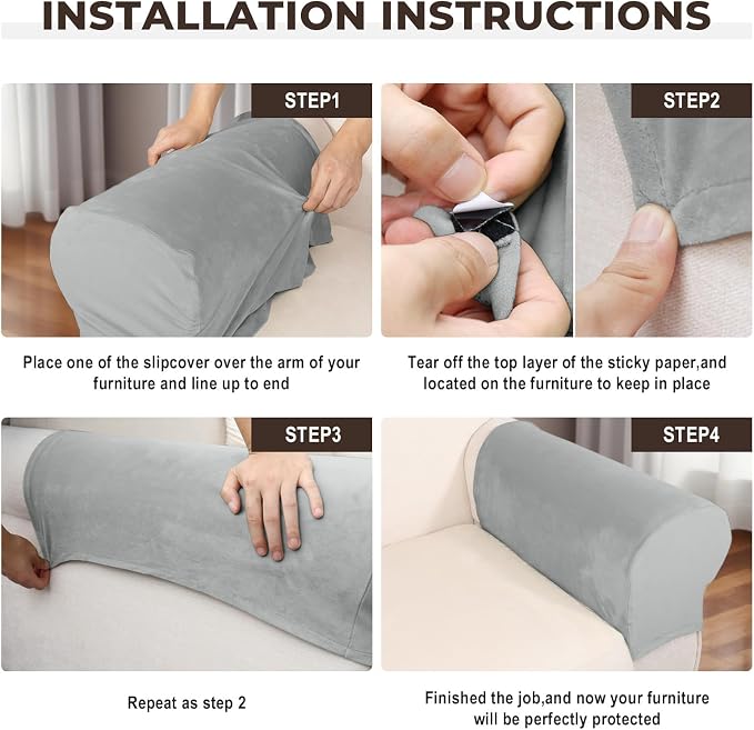 Couch Arm Covers 2 Pcs Sofa Armrest Covers Stretch Couch, Armrest Cover - Image 4