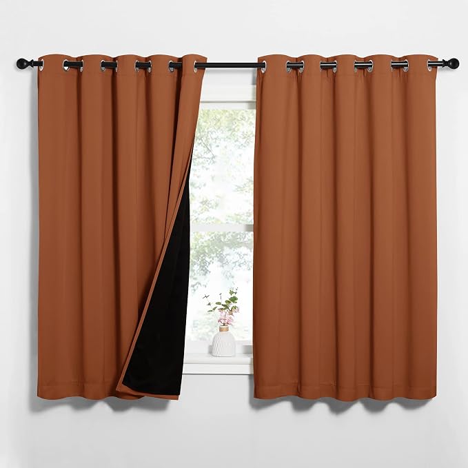 NICETOWN Burnt Orange 100% Blackout Lined Curtains, 2 Thick Layers Completely by NICETOWN